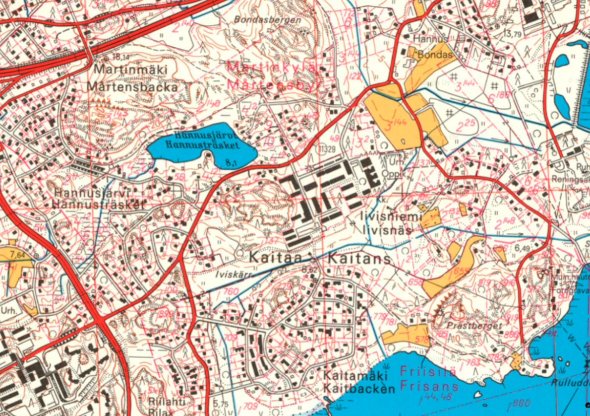Iivisniemen kartta vuodelta 1975.