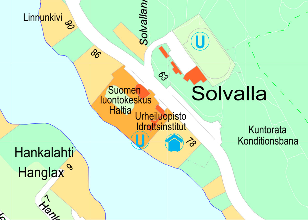 Kartta Solvallan alueesta.