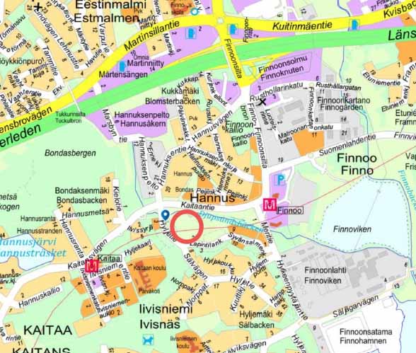 Hannuksen päiväkodin sijainti kartalla.