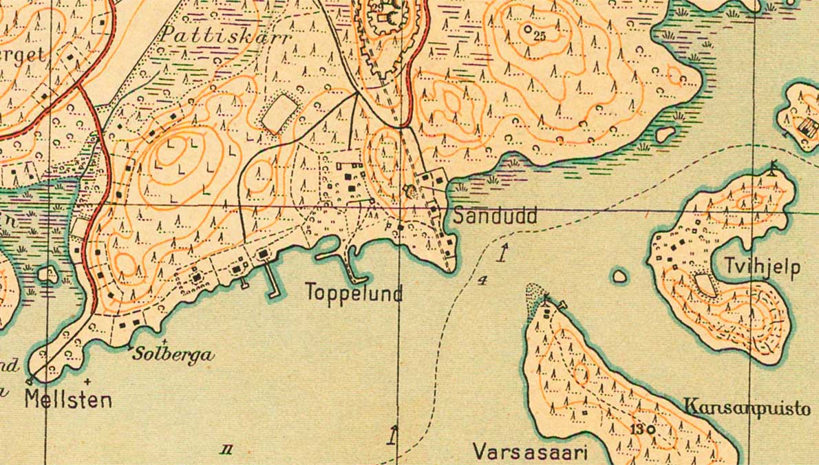Toppelundin kartta 1932.